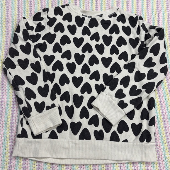 Cat & Jack White & Black Girls Heart Print Sweater Kids Pullover Size M (7/8 ) ! - Picture 6 of 8